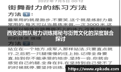 西安街舞队耐力训练揭秘与街舞文化的深度融合探讨